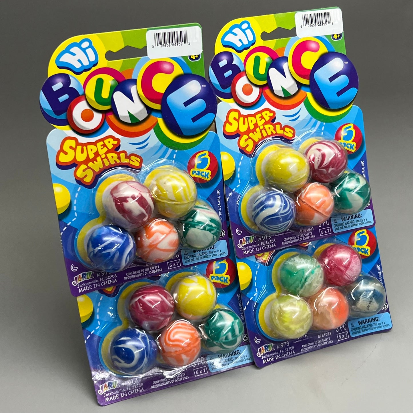 JA-RU Hi Bounce Super Swirls Bouncing Balls (4-PACK) of 5 Balls Per Package 973
