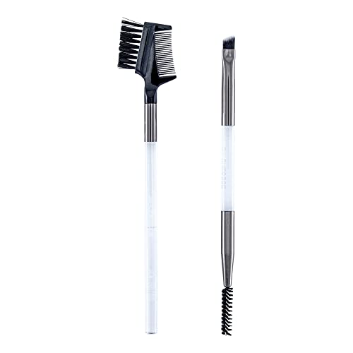 JAPONESQUE Brow & Eye Brush Set, Includes Brow/Lash Comb to Brush Brows and Separate Lashes, Angled Liner Brush for Brow Filler Application, Spoolie to Smooth Brows
