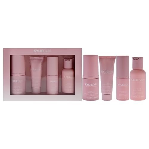 Skin Discovery Set by Kylie Cosmetics for Women - 4 Pc 1 oz Foaming Face Wash, 0.5 oz Face Moisturizer, 0.3 oz Vitamin C Serum, 1 oz Vanilla Milk Toner