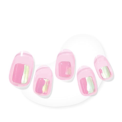 Dashing Diva Glaze Nail Strips - Pink Dew | Works with Any LED Nail Lamp | Long Lasting, Chip Resistant, Semicured Gel Nail Strips | Contains 34 Salon Quality Nail Wraps, 1 Prep Pad, 1 Nail File