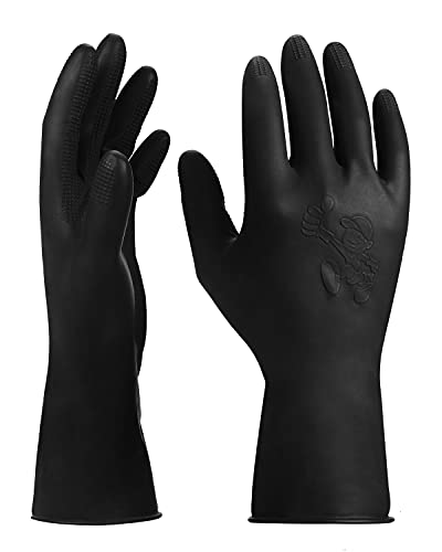 ThxToms 3 Pairs Hair Dye Gloves, Reusable Professional Hair Color Rubber Gloves for Home and Salon Black,Medium