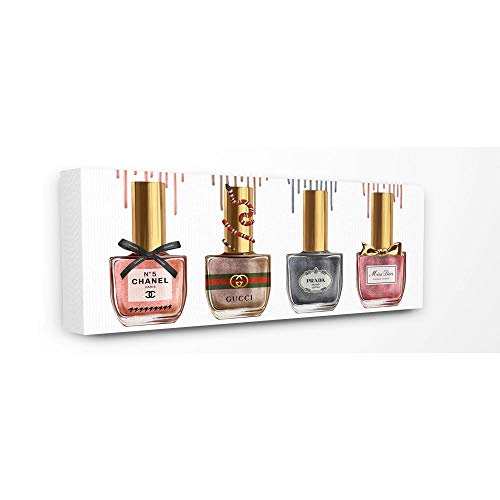 Stupell Industries Makeup Collection Nail Polish Pink Grey Red Fashion, Design by Artist Ziwei Li Wall Art, 13 x 30, Canvas