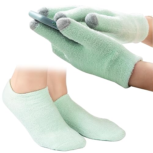 4Pcs Touch Screen Moisturizing Gloves and Socks, Spa Moisturizing Therapy Sock & Glove, Soften Repairing Dry Cracked, Hands Feet Skin Care, Effective in Repair Dry and Chapped Hands and Feet Skin Care