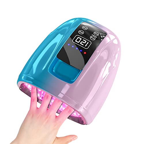 MINI LOP Cordless UV LED Nail Lamp, 90W Gel Nail Lamp Rechargeable Professional Nail Dryer UV Lights for Nails with Auto-Sensor 4 Timer (Pink Sky Blue)