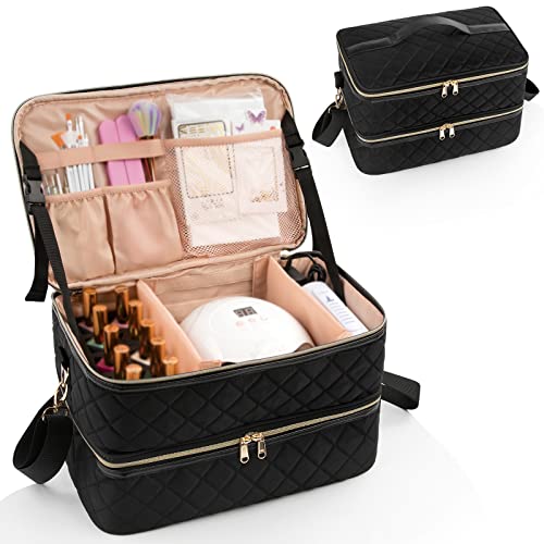 Ethereal Nail Polish Organizer Case, Nail Lamp Storage Bag Holds 40-50 Bottles(15ml/0.5fl.oz) and Nail Accessories, Manicure Tools