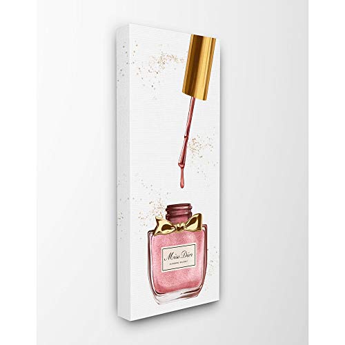 Stupell Industries Makeup Nail Polish Brush Gold Pink Fashion, Design by Artist Ziwei Li Wall Art, 13 x 30, Canvas