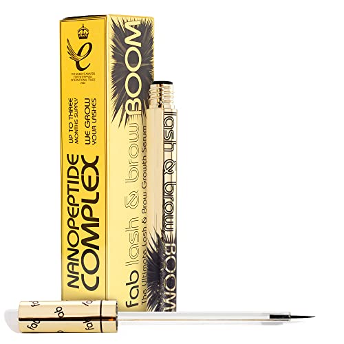 Fab Lash and Brow Boom - The Ultimate Lash and Brow Growth Serum - Lash Serum for Thicker, Longer & Fuller Lashes and Brows - Infused with Castor Oil, Biotin & Eyelash Primer for Healthy Hair Growth
