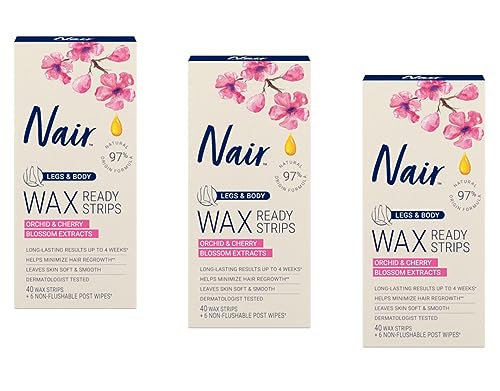 Nair Hair Remover Wax Ready-Strips 40 Count Legs/Body (3 Pack)
