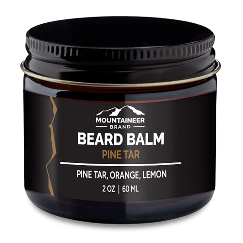 Mountaineer Brand Beard Balm for Men | All Natural Leave-In Conditioner to Moisturize Dry Itchy Skin | Beard Butter Hydrates, Softens and Tames Flyaway Hair | Adds Shine | Pine Tar Scent 2oz