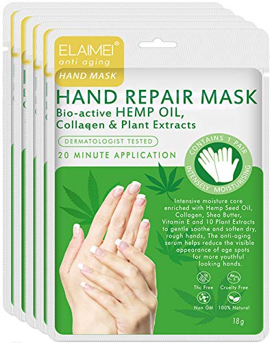 Moisturizing Hand Mask 5 Pack, Exfoliating Deep Repair Whitening Anti-aging for Dry Rough Hands