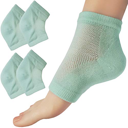 Chiroplax Vented Moisturizing Socks for Dry Cracked Heels Feet Treatment Gel Lined Spa to Repair Heal Soften Calluses Overnight, 2 Pairs (Mint)