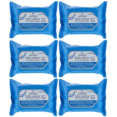 Body Drench Micellar 3-In-1 Cleansing Water and Makeup Remover Wipes, (30 wipes per pack) x 6 pack