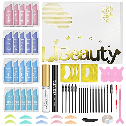 Libeauty Lash Lift and Brow Lamination Kit 2 in 1, EyeLash Lifting & Eyebrow Perm Kit Salon Quality Curling Safe Disposable Sterile Pouch Packaging, for 2 months Effective Result?62 Pcs?
