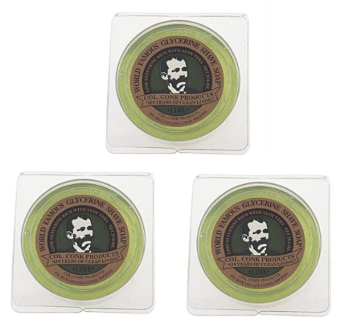 Col. Conk World's Famous Shaving Soap, Lime - 3 Pack - Each Piece Net Weight 2.25 Oz
