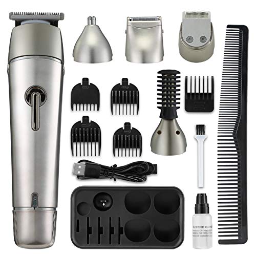 BEWEBEME Hair Clipper Beard Trimmer Kit- Hair Clippers Mustache Trimmer Body Groomer Trimmer Cordless Precision Trimmer for Men, 5 in 1 Nose Ear Facial Grooming Kit USB Rechargeable with Storage Dock