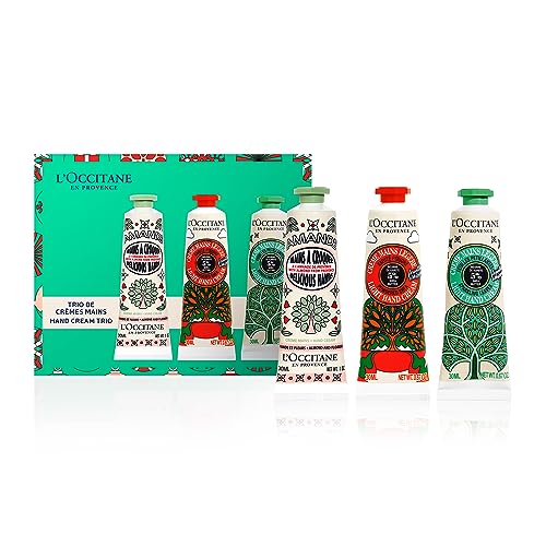 L'OCCITANE 3-Piece Festive Hand Cream Trio: Gift Holiday Hand Creams Featuring Nourishing Shea Butter and Almond Oil, With Floral and Fresh Scents