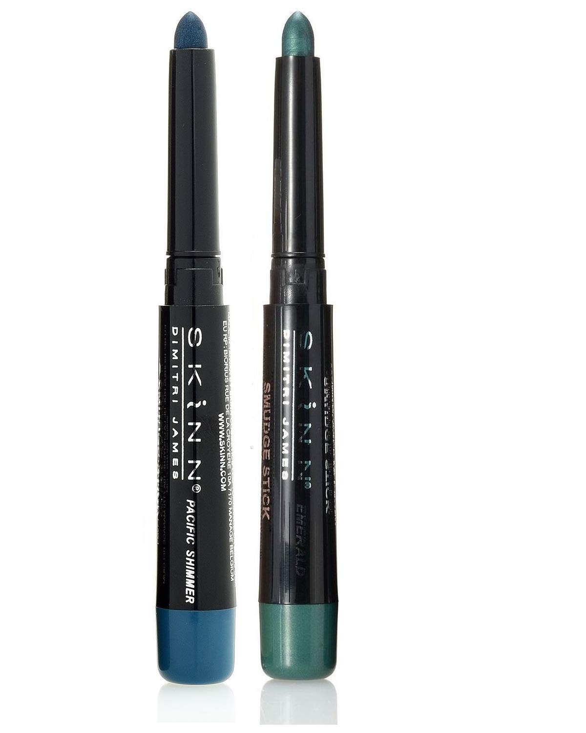 Skinn Cosmetics Smudge Stick for Eyes - Set of 2 Eye Pencils - Emerald & Pacific Shimmer