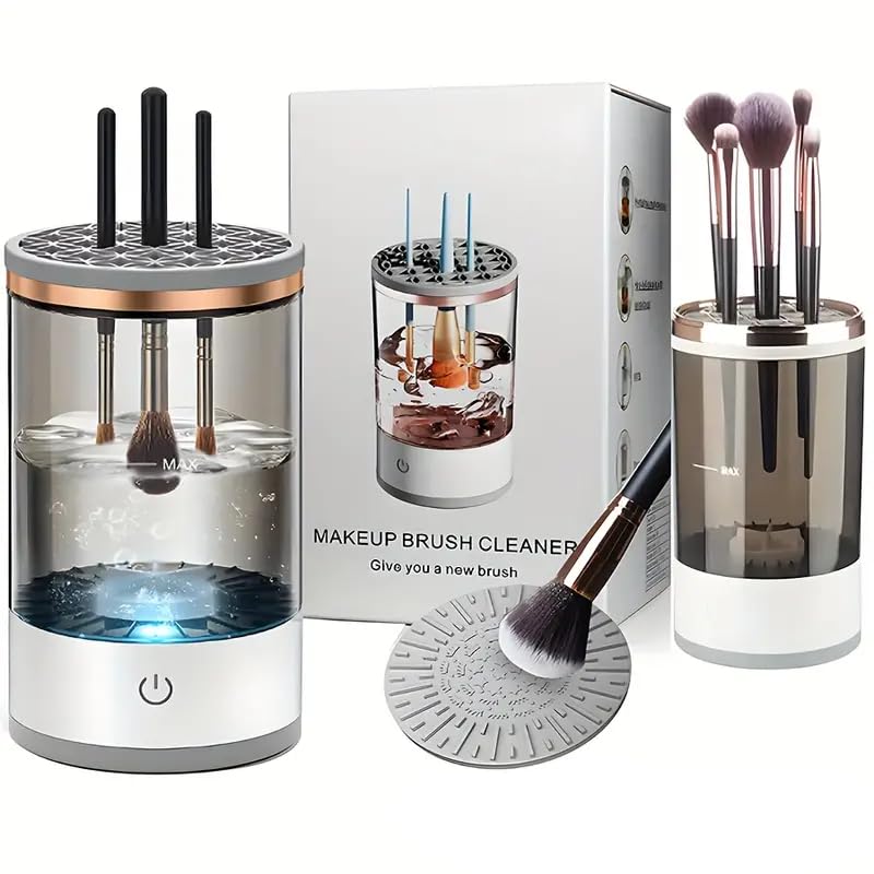 3-in-1 Automatic Makeup Brush Cleaning & Drying Stand,Usb Charging Port Makeup Brush Cleaning Tool,Fits All Size Makeup Brushes,Valentine's Day Gifts for Women Girls