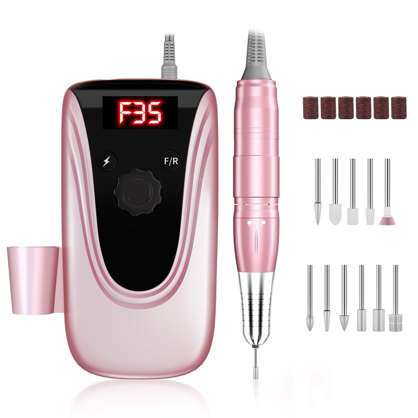 Professional Rechargeable 35000 RPM Nail Drill, Portable Electric Nail Drill Machine E File Nail Drill Kit for Acrylic, Gel Nails, Manicure Pedicure Polishing Shape Tools with 11Pcs Nail Drill Bits