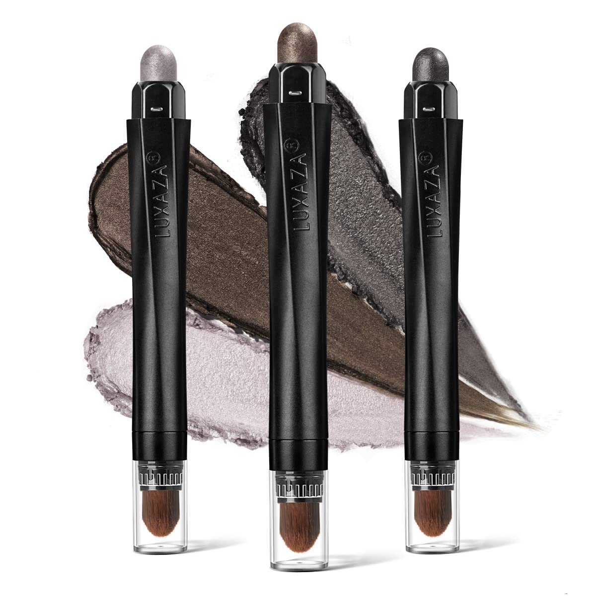LUXAZA 3PCS Cream Eyeshadow Stick,Neutral Metallic Eye Shadow Stick Makeup Pencil Crayon For Eyes,Eye Brightener Stick Highlighter Makeup,Waterproof & Long Lasting Shadow Sticks And Eyeliner Pen Sets