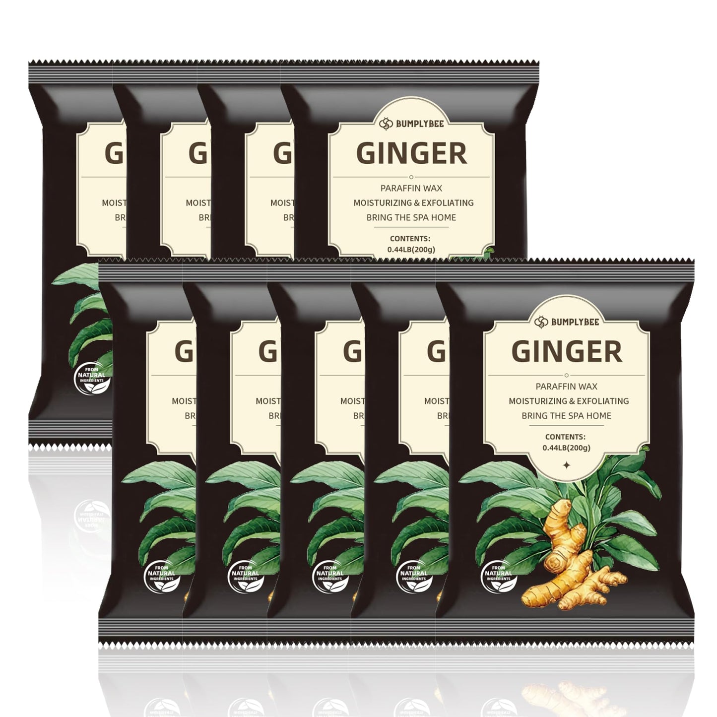 BUMPLYBEE Paraffin Wax for Hand and Feet, 10 Packs Ginger Paraffin Wax Refills for Paraffin Wax Machine, Hand Wax Paraffin Wax Bath, Foot Wax Paraffin Bath, Smooth and Moisturize Hands, Deep Hydration