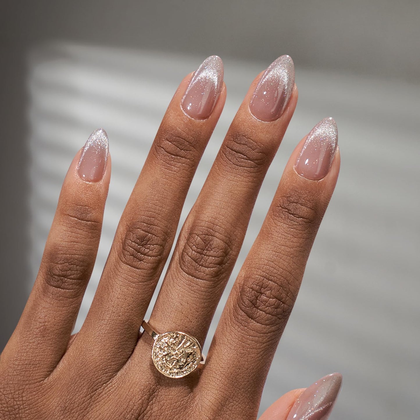 BTArtboxnails XCOATTIPS Cat Eye Nails - Top Coat Needed French Tip Press On Nails, Short Almond Soak Off Acrylic Fake Nail Extensions, Soft Gel Nail Tips