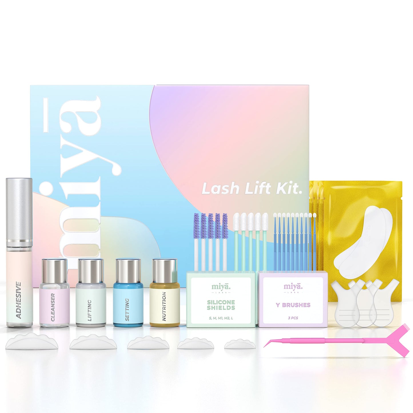 MIYA LASH Lash Lift Kit | Keratin Eyelash Perm Kit | Semi Permanent LVL Curling & Lifting Eyelashes | Includes All Tools & Accessories | Professional Result | Home & Salon Use | Vegan Eyelash Lift Kit