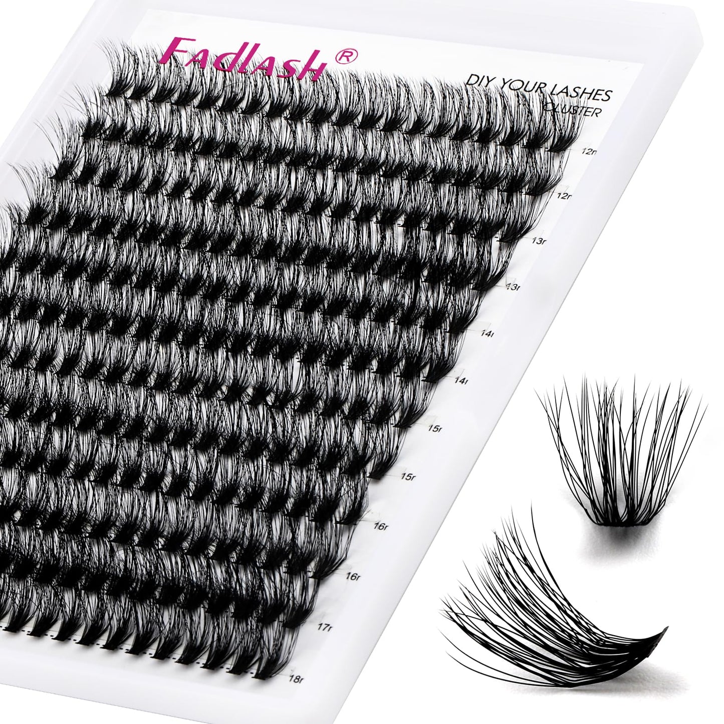Lash Clusters 240pcs 40D 12-18mm Mixed Tray 3D Effect Volume Individual Lashes Cluster Eyelash Extensions Fluffy Soft D Curl Individual Lashes DIY Lash Extension Kit at Home (40D-0.07-D,12-18mm)
