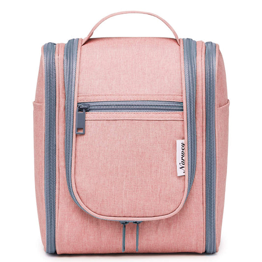 Narwey Hanging Toiletry Bag Women Travel Makeup Bag Organizer Toiletries Bag for Travel Size Essentials Accessories Cosmetics (Medium, Pink)