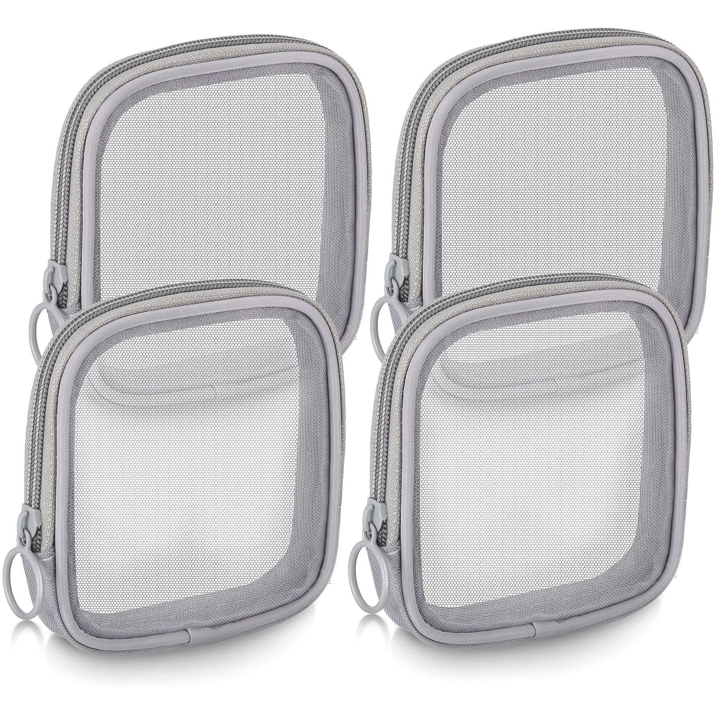 Weewooday 4 Pcs Mesh Makeup Bag Mesh Cosmetic Bag Travel Toiletry Bag with Zipper Mini Makeup Cosmetic Travel Toiletry Purse Bag for Daily Toiletries Accessories(Gray, Small)
