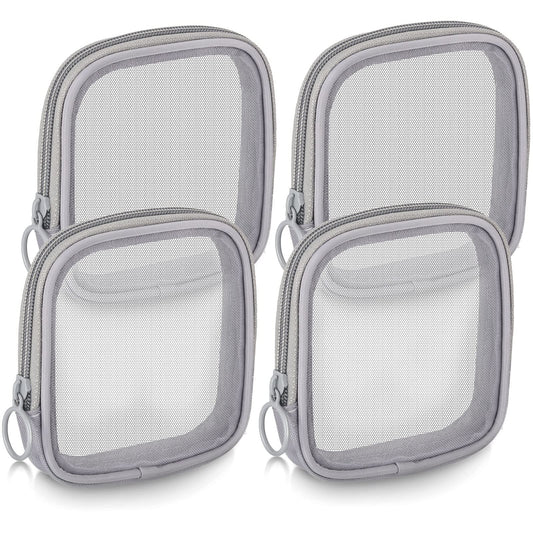 Weewooday 4 Pcs Mesh Makeup Bag Mesh Cosmetic Bag Travel Toiletry Bag with Zipper Mini Makeup Cosmetic Travel Toiletry Purse Bag for Daily Toiletries Accessories(Gray, Small)