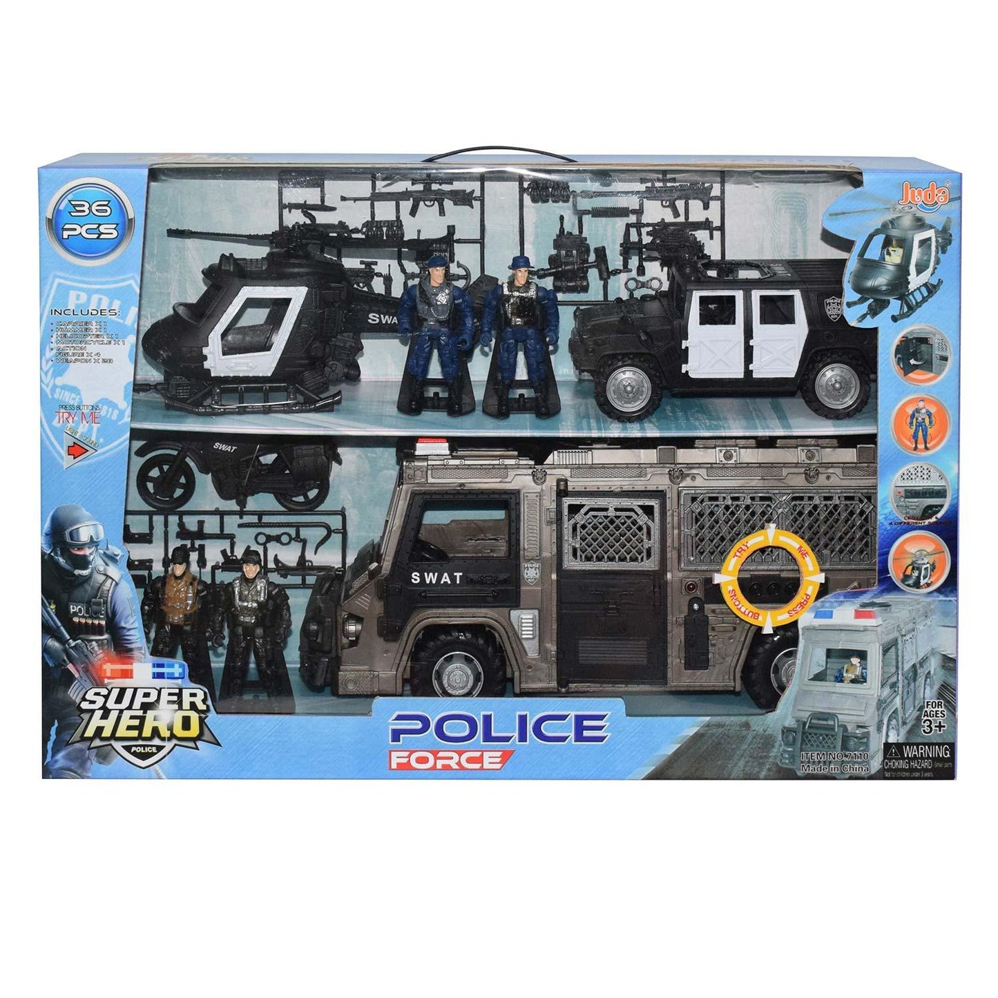 Free Wheel Police Force Full Playset - 36 Pcs