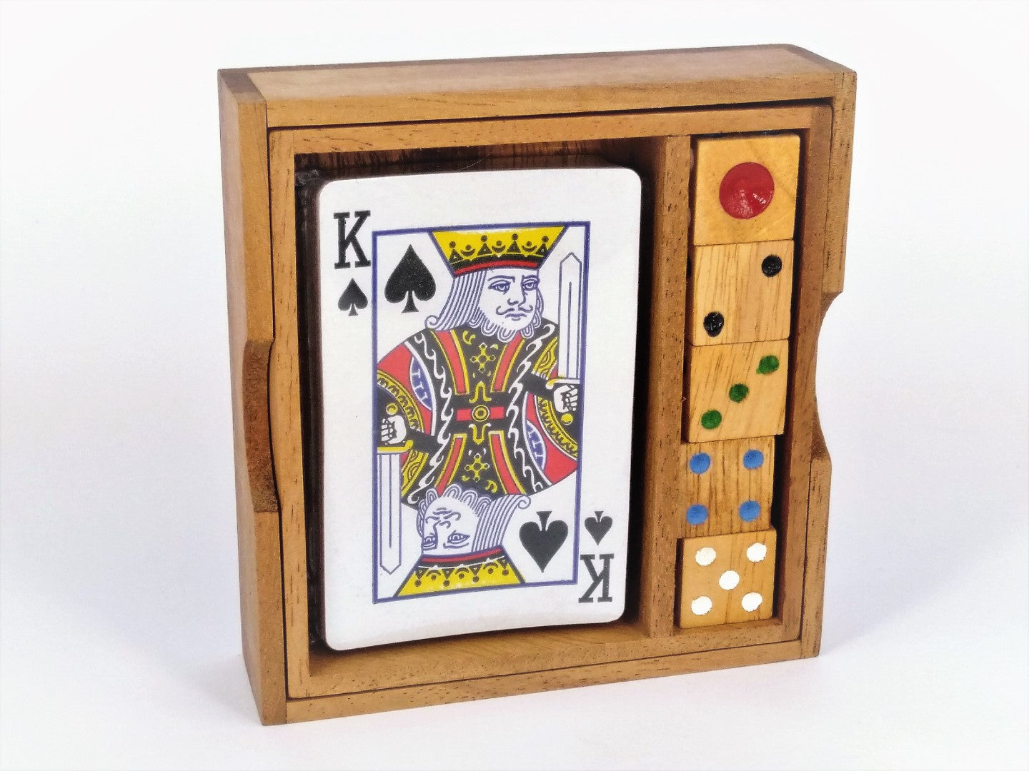 Wooden Playing Card and Dice Game Set