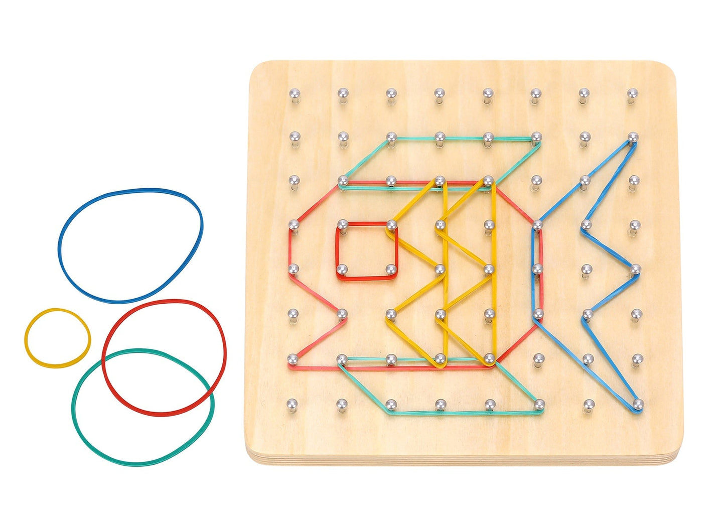 Rubber Band Wooden Geoboard - Pattern Puzzle Game