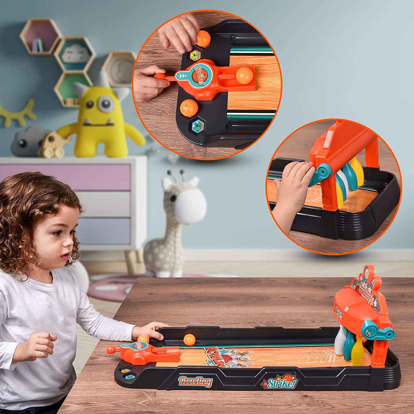 Mini Bowling Game Set Tabletop Practice Toy for Kids