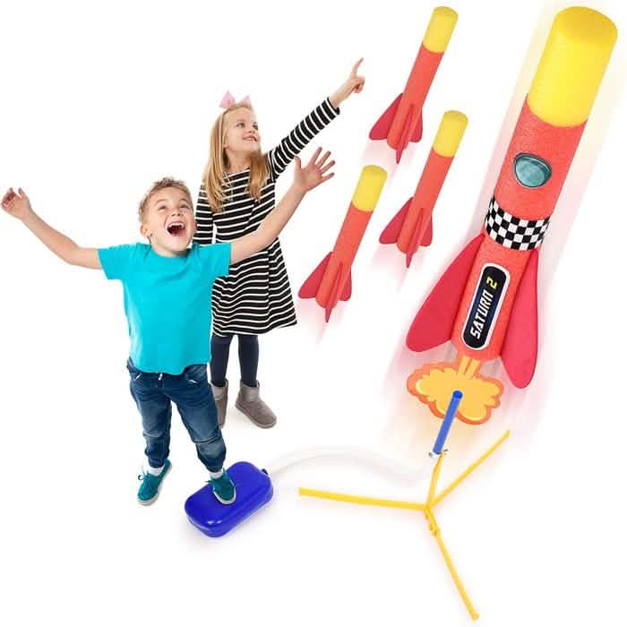 Toy Rocket Launcher for Kids with 4 Foam Rockets & Launch Stand