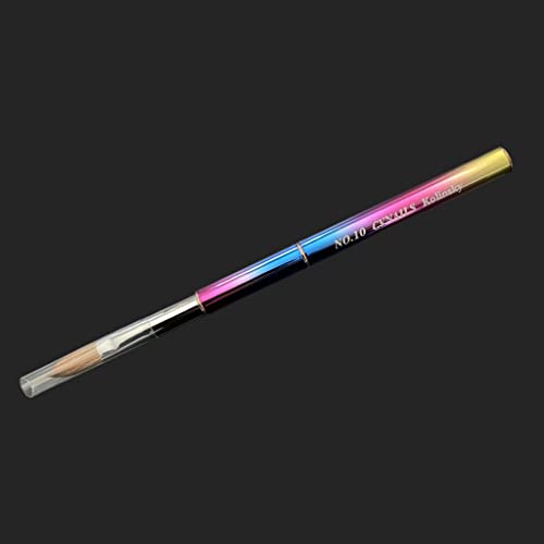 CV Nails Kolinsky Size #10 Acrylic Nail Brush 100 Percent Kolinsky Nail Brush for Acrylic Application for Nail Salon Professional Manicure and DIY Nail Art (#10), Multicolor