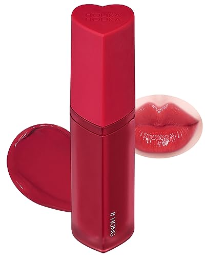HOLIKA HOLIKA Heart Crush Glow Lip Tint Air – Korean Lip Tint with High Shine Juicy Fruit Jam Colors Lip Stain – Hydrolyzed Collagen & Vitamin C (12 HONG)