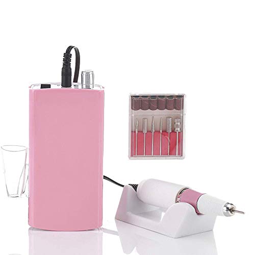 Miss Sweet Portable Nail Drill Machine Rechargeable Electric Nail File for Acrylic (Pure Pink)
