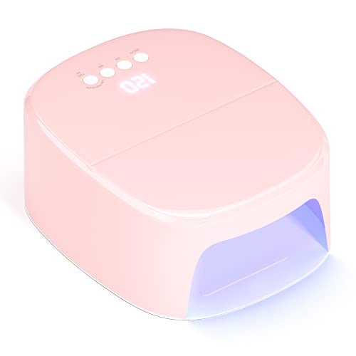 BETE Cordless LED Nail Lamp, 60W Rechargeable LED Nail Dryer for Curing Nail Polish and Have USB Port for Charging Phone and Nail Drill, Portable and Professional Nail Dryer Pink