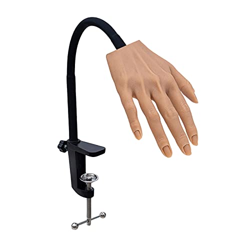 Silicone Practice Hands for Acrylic Nails with Stand Bracket Nail Practice Hand Flexible Bendable Mannequin Hands for Nails Art Training Tool (Right Hand)