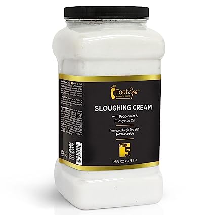 Foot Spa - Foot Cream, Sloughing Lotion, Peppermint and Eucalyptus Oil, 128 Oz - Pedicure Massage Foot Care for Dry Cracked Feet, Scrub Gently, Exfoliating