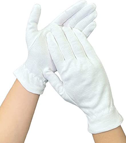 Rayuu Moisturizing Cotton Glove for Dry Hand Treatment, Nighttime Sleeping Gloves for Eczema, Dry Sensitive Irritated Skin, Hands SPA, Lightweight, Durable and Reusable, Mitten (L - 7 Pairs)