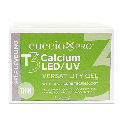 Cuccio Pro T3 LED/UV Cool Cure Versatility Gel - Self-Levelling Gel With Calcium - Incredibly Flexible - Strong Adhesion - High Shine Finish - Fast Application - Pink - 1 Oz Nail Gel