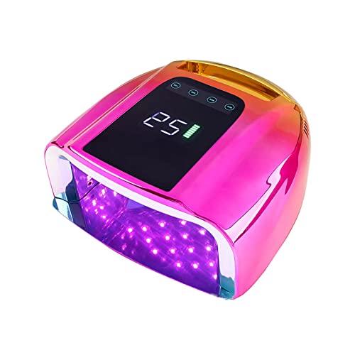 QraraZL Rechargeable Nail Dryer, 96W High Power Professional Nail Lamp LCD Display UV LED Nail Dryer (Golden and Pink)