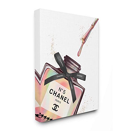 Stupell Industries Makeup Nail Polish Brush Rainbow Drip Fashion, Design by Artist Ziwei Li Wall Art, 24 x 30, Canvas