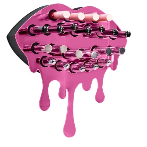 MAKEUP IN PLACE Adventurous Lipstick Organizer - Acrylic Lipstick Holder Organizer for Women Wall Mounted Makeup Display Minimalistic Design Saves Time - 22 Spaces for Cosmetics Including Lipgloss