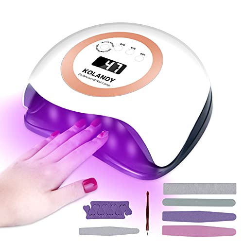 KOLANDY Gel UV LED Nail Lamp Nail Dryer 168W Gel Nail Polish UV Nail Lamp with 4 Timer Quick Drying Gel Nail UV Light Professional Nail Art Tools Led Lamp for Gel Nails Polish UV Light