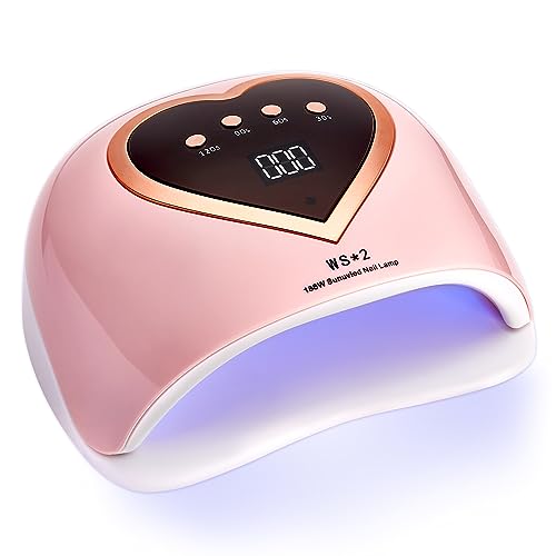 CHRISTINE SHELLY UV LED Nail Lamp 188W Nail Dryer Gel Polish Light 4 Timer Setting Professional Quick Dry Curing Lamp with Display Auto Sensor for Salon & Home…