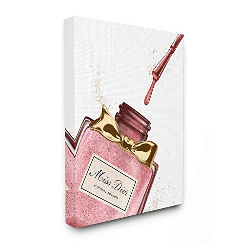Stupell Industries Makeup Nail Polish Brush Pink Gold Drip Fashion, Design by Artist Ziwei Li Wall Art, 24 x 30, Canvas